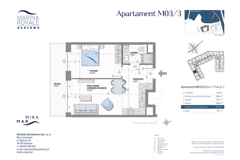 Apartament wakacyjny 46,45 m², piętro 3, oferta nr M03/3