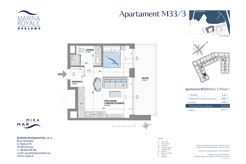 Apartament wakacyjny 32,03 m², piętro 3, oferta nr M33/3