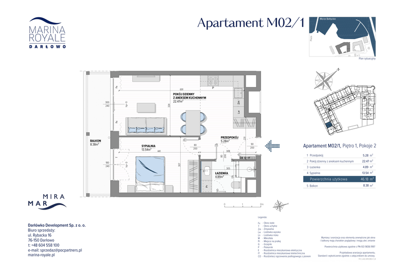 Apartament wakacyjny 46,18 m², piętro 1, oferta nr M02/1