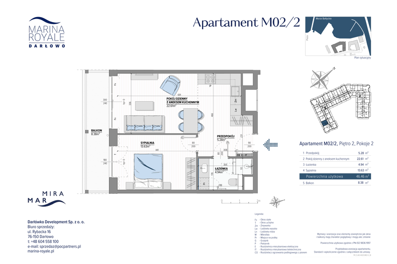 Apartament wakacyjny 46,46 m², piętro 2, oferta nr M02/2