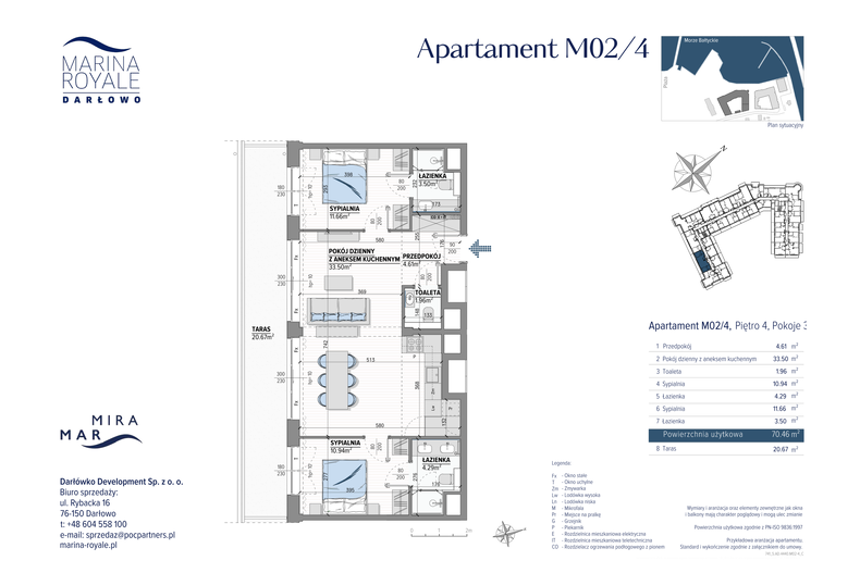 Apartament wakacyjny 70,46 m², piętro 4, oferta nr M02/4