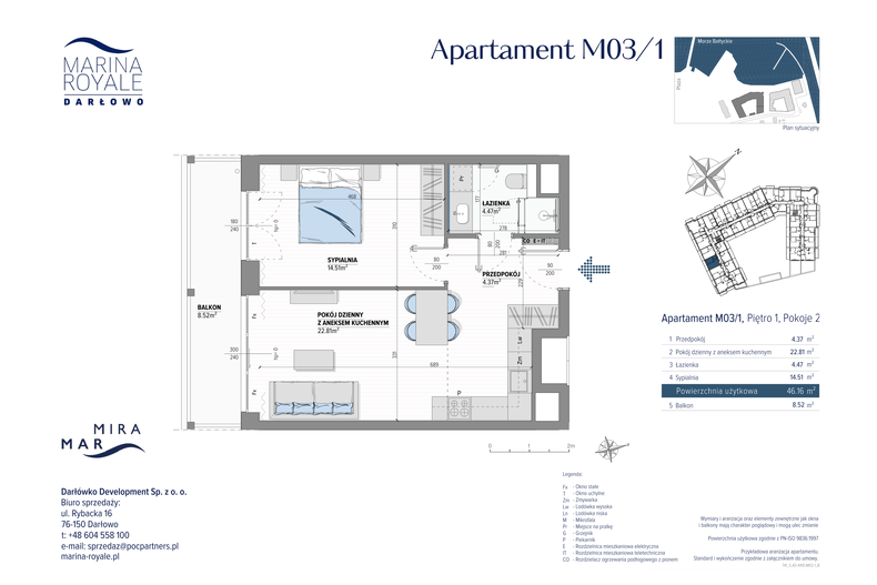 Apartament wakacyjny 46,16 m², piętro 1, oferta nr M03/1