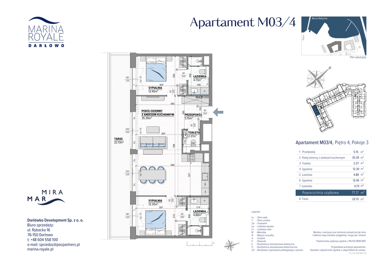 Apartament wakacyjny 77,17 m², piętro 4, oferta nr M03/4