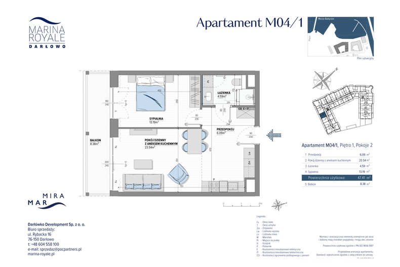 Apartament wakacyjny 47,41 m², piętro 1, oferta nr M04/1