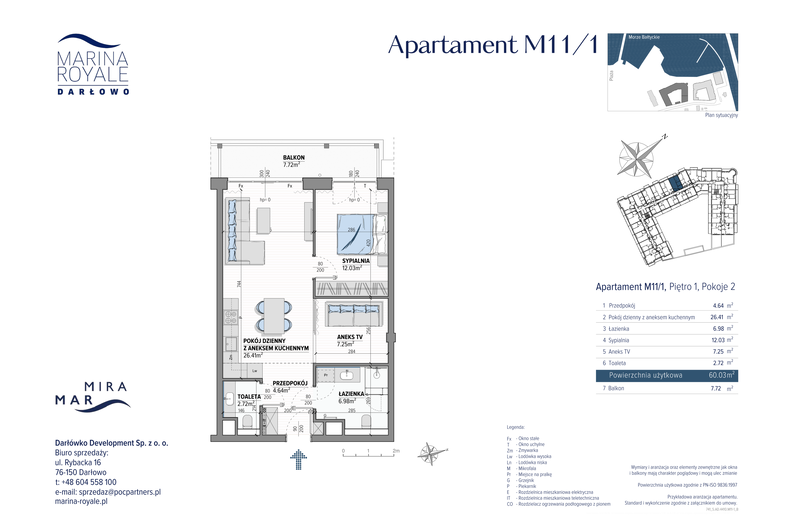 Apartament wakacyjny 60,03 m², piętro 1, oferta nr M11/1