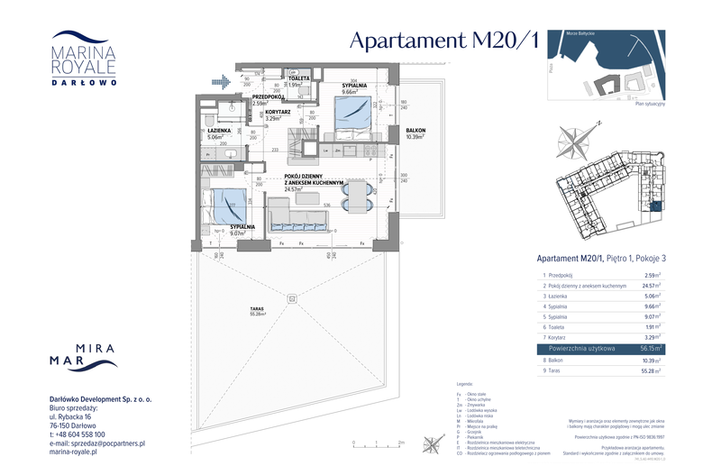 Apartament wakacyjny 56,15 m², piętro 1, oferta nr M20/1