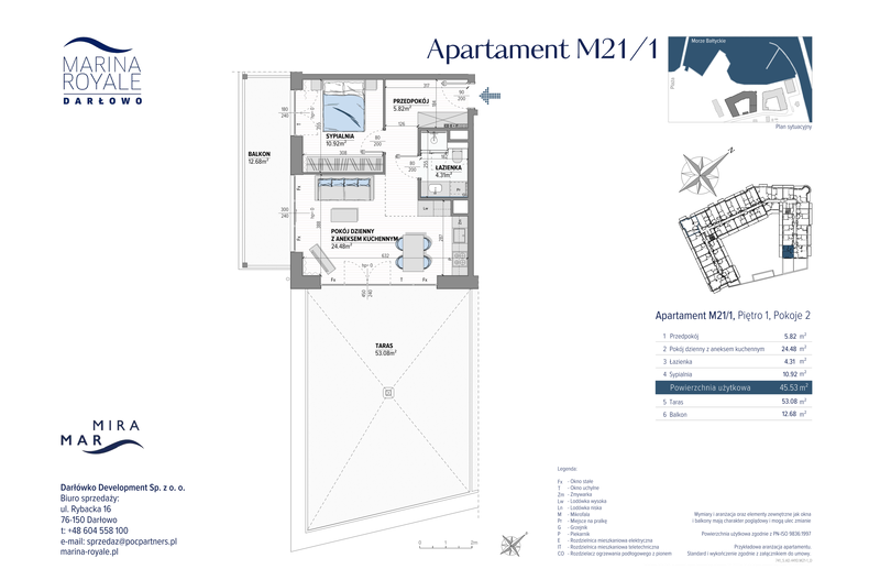 Apartament wakacyjny 45,53 m², piętro 1, oferta nr M21/1