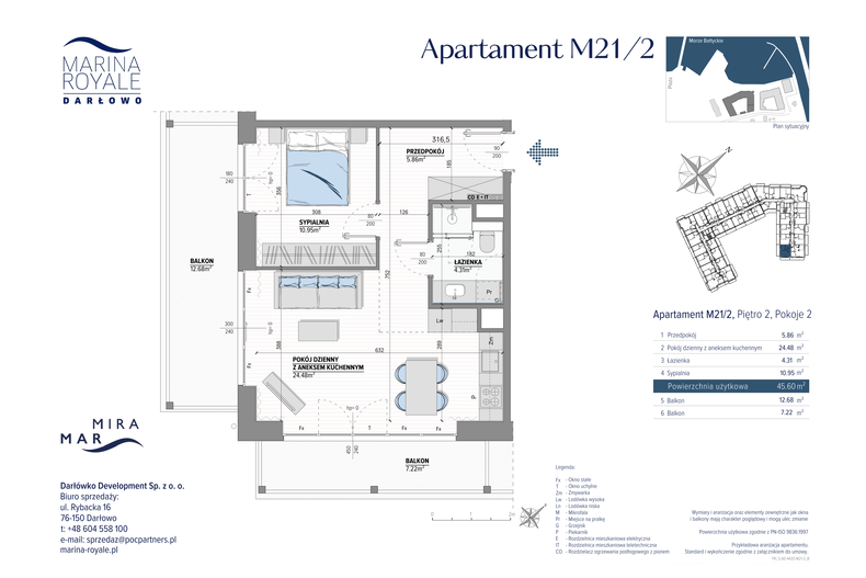 Apartament wakacyjny 45,60 m², piętro 2, oferta nr M21/2