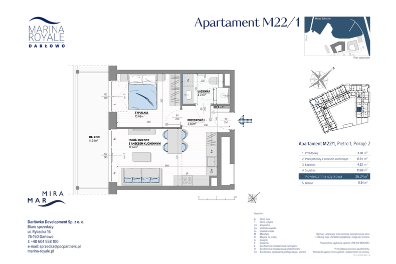 Apartament wakacyjny 36,24 m², piętro 1, oferta nr M22/1