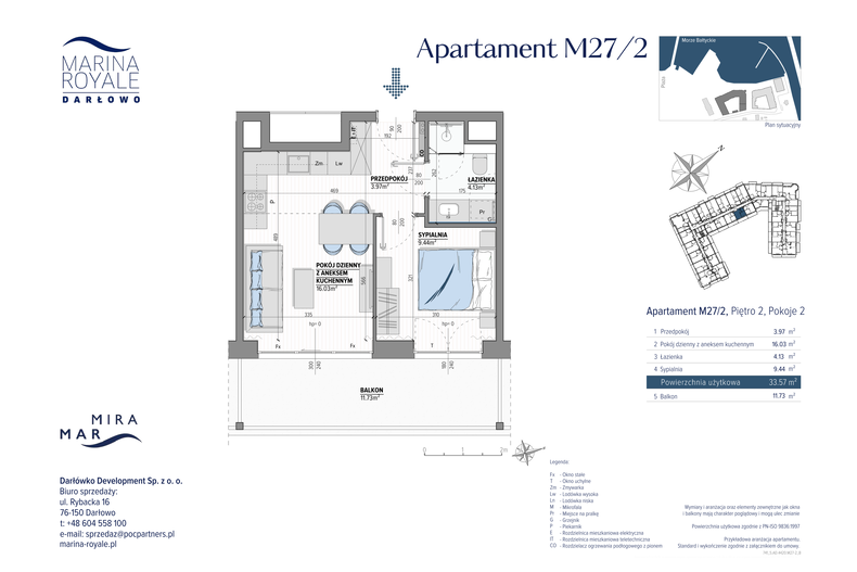 Apartament wakacyjny 33,57 m², piętro 2, oferta nr M27/2