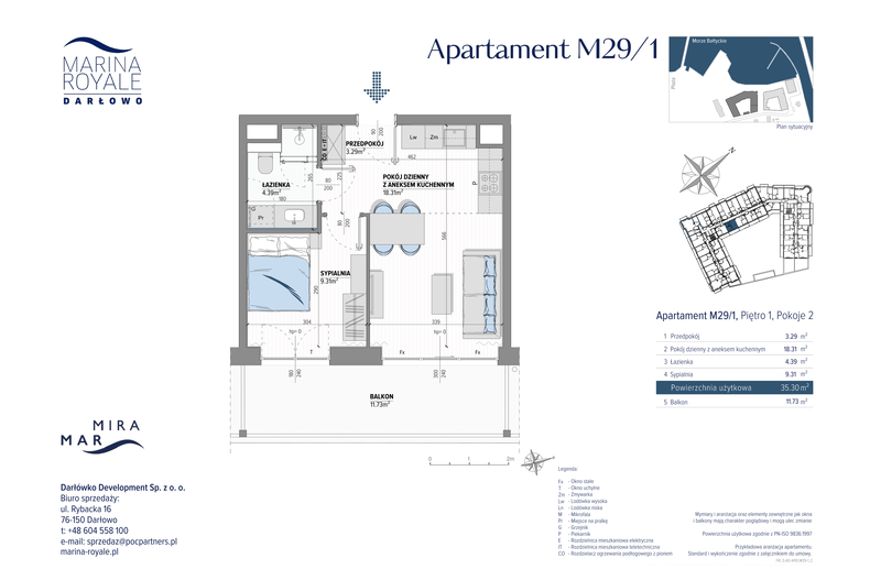 Apartament wakacyjny 35,30 m², piętro 1, oferta nr M29/1