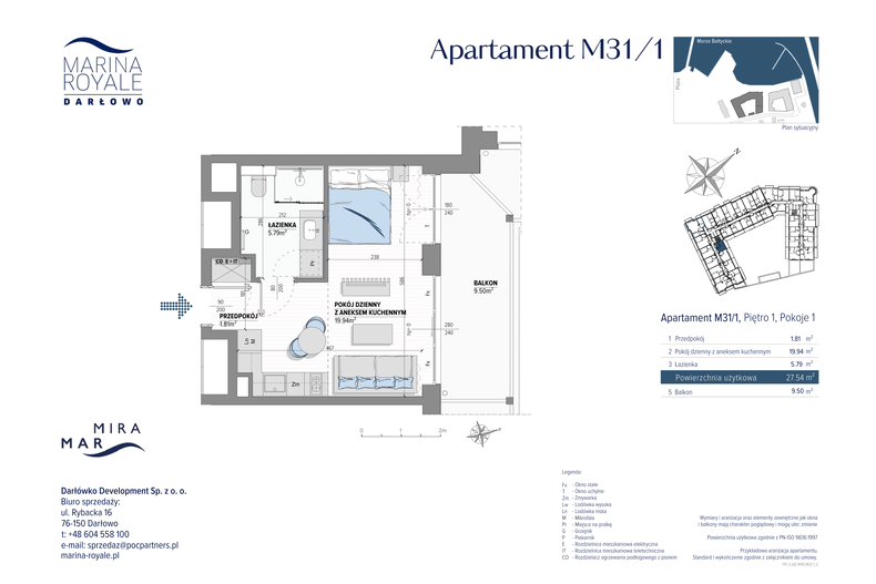 Apartament wakacyjny 27,54 m², piętro 1, oferta nr M31/1