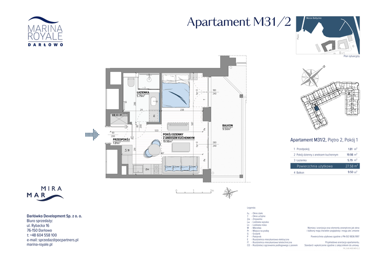Apartament wakacyjny 27,58 m², piętro 2, oferta nr M31/2