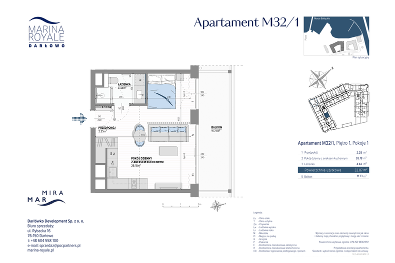 Apartament wakacyjny 32,87 m², piętro 1, oferta nr M32/1