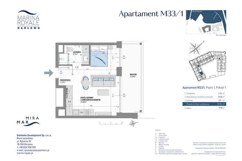 Apartament wakacyjny 31,90 m², piętro 1, oferta nr M33/1