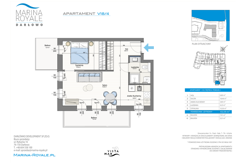 Apartament wakacyjny 43,59 m², piętro 4, oferta nr V18/4
