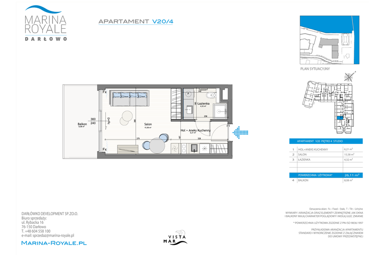 Apartament wakacyjny 26,11 m², piętro 4, oferta nr V20/4
