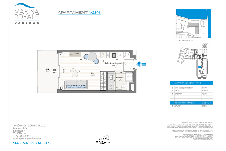 Apartament wakacyjny 25,96 m², piętro 4, oferta nr V21/4