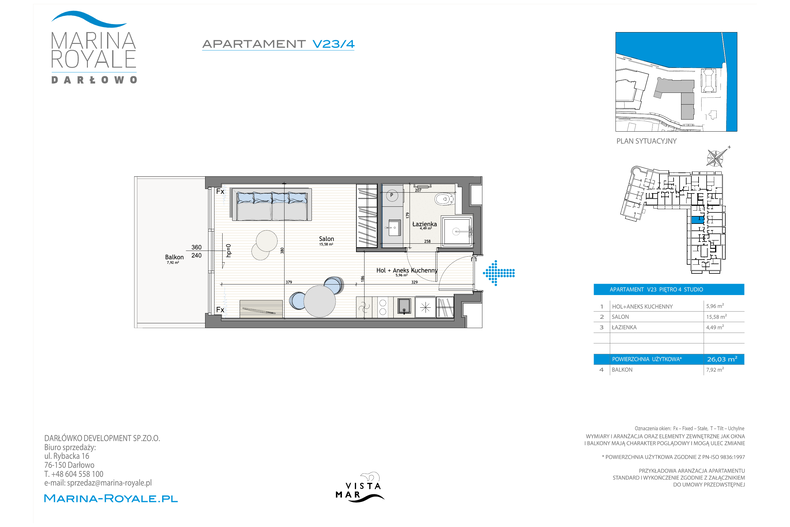 Apartament wakacyjny 26,03 m², piętro 4, oferta nr V23/4