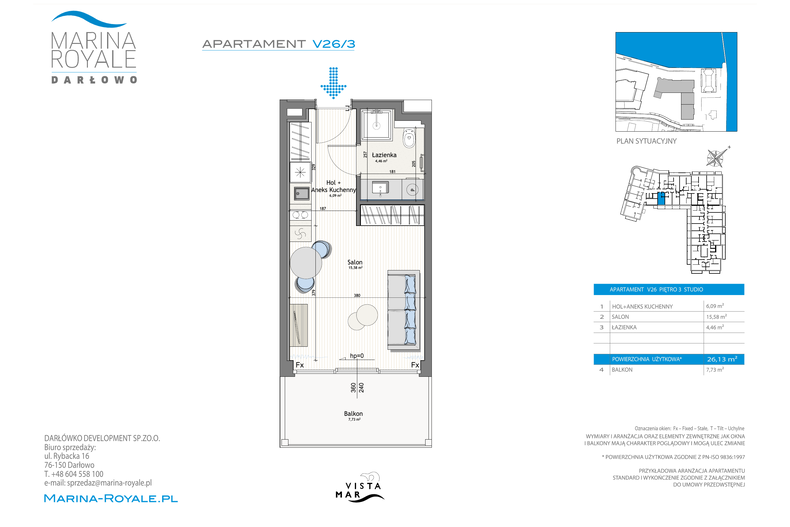 Apartament wakacyjny 26,13 m², piętro 3, oferta nr V26/3