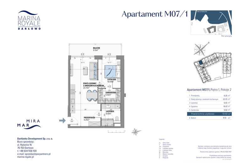 Apartament wakacyjny 51,35 m², piętro 1, oferta nr M07/1