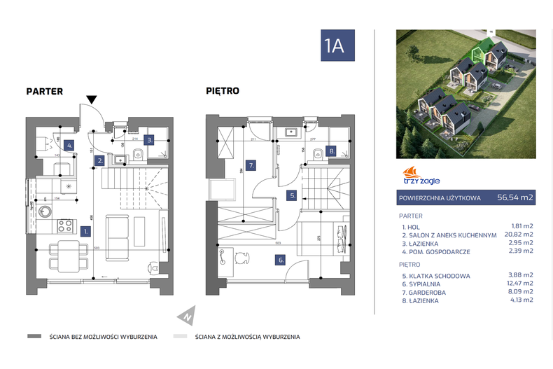 Dom wakacyjny 56,54 m², oferta nr 1A