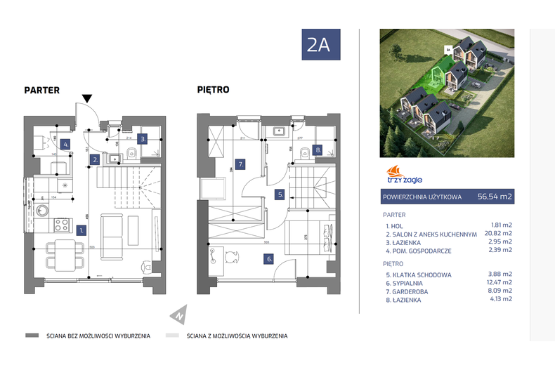 Dom wakacyjny 56,54 m², oferta nr 2A