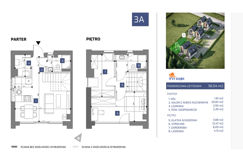 Dom wakacyjny 56,54 m², oferta nr 3A