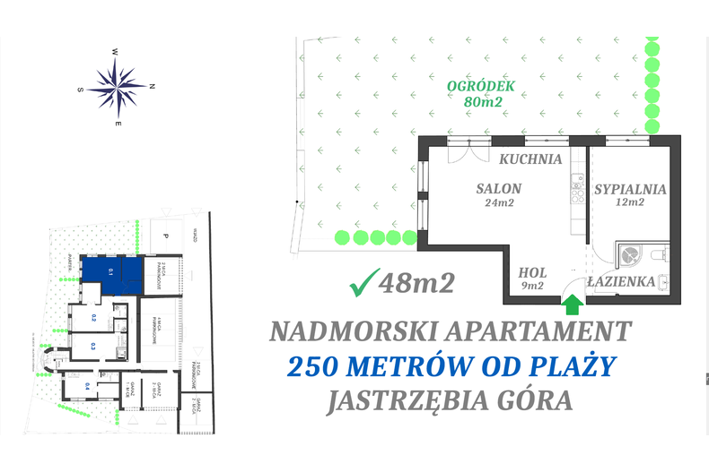Apartament wakacyjny 48,00 m², parter, oferta nr 0.1