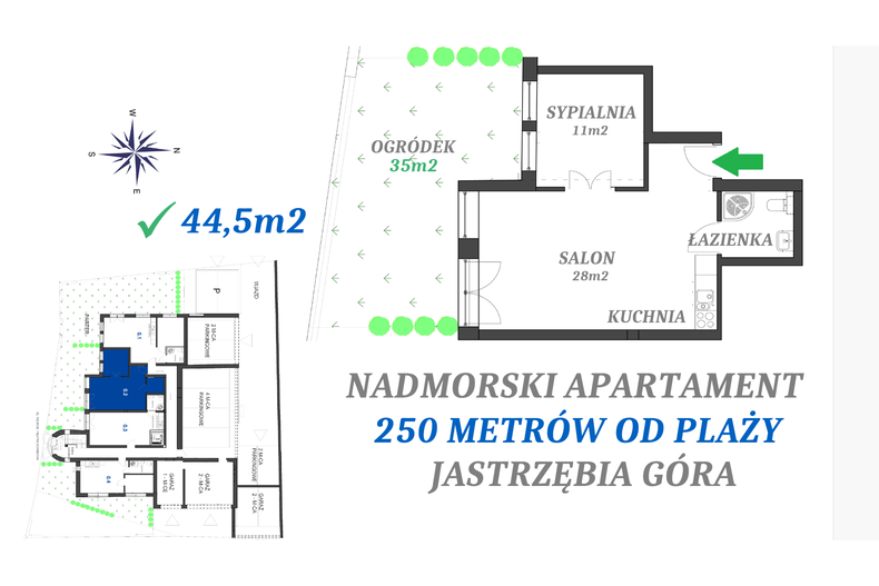 Apartament wakacyjny 44,50 m², parter, oferta nr 0.2