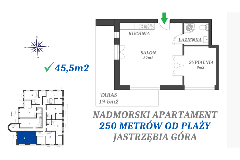 Apartament wakacyjny 45,50 m², piętro 1, oferta nr 1.4