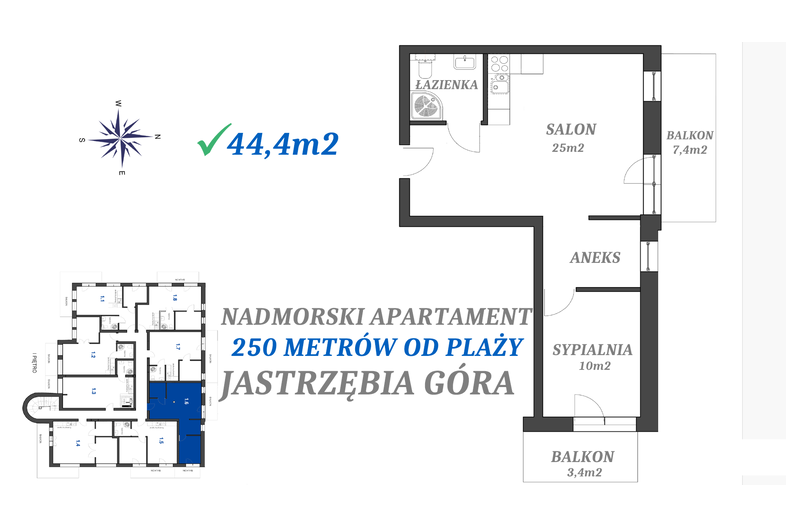 Apartament wakacyjny 44,40 m², piętro 1, oferta nr 1.6