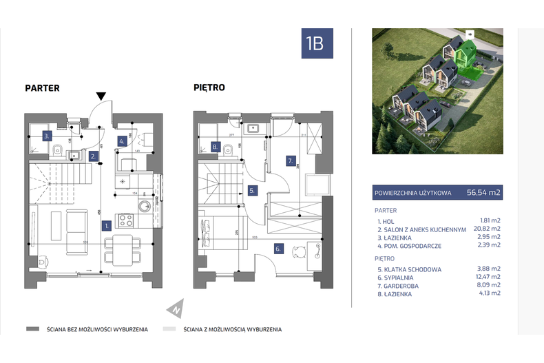 Dom wakacyjny 56,54 m², oferta nr 1B