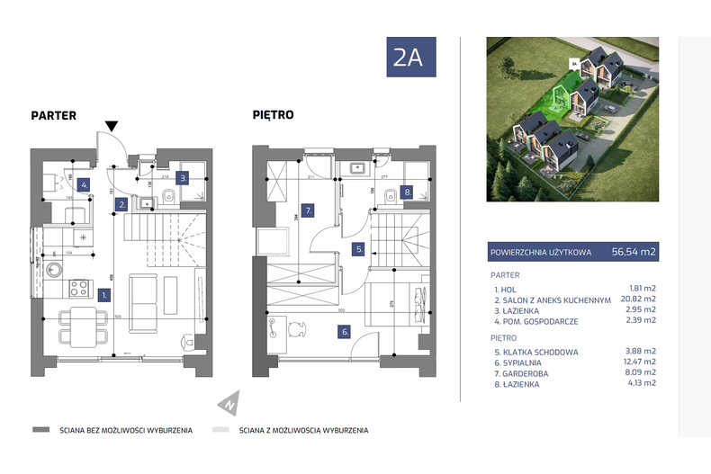 Dom wakacyjny 56,54 m², oferta nr 2A