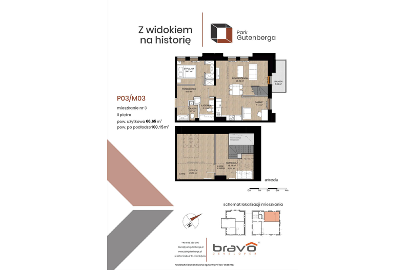 Apartament 67,51 m², piętro 2, oferta nr P03/M03