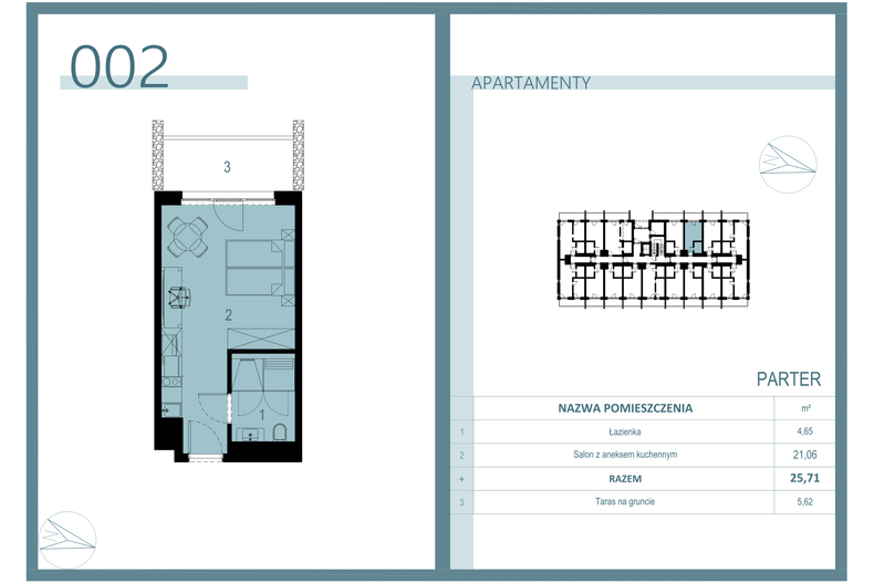 Apartament wakacyjny 25,11 m², parter, oferta nr A/002