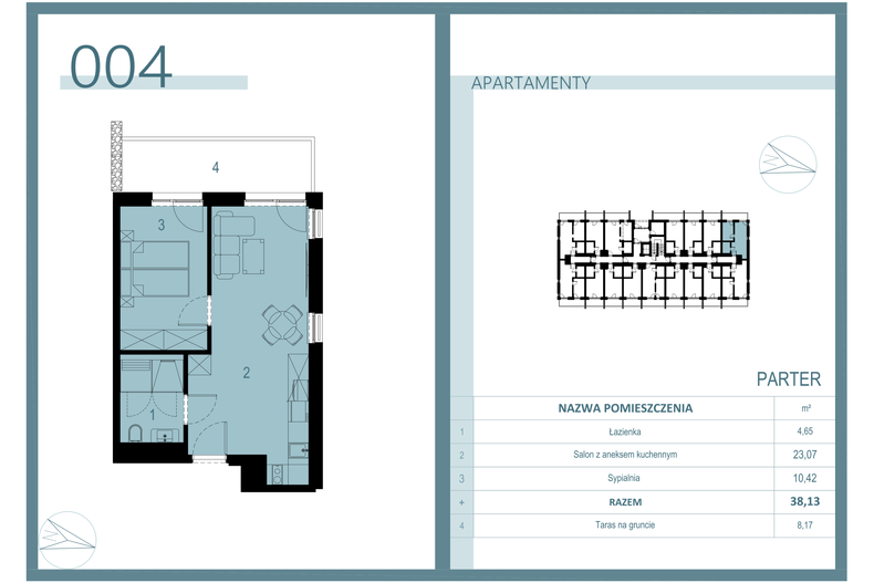 Apartament wakacyjny 37,02 m², parter, oferta nr A/004