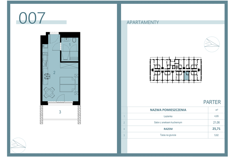 Apartament wakacyjny 25,11 m², parter, oferta nr A/007