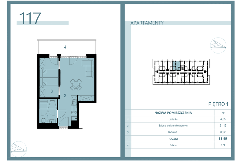 Apartament wakacyjny 28,67 m², piętro 1, oferta nr A/117