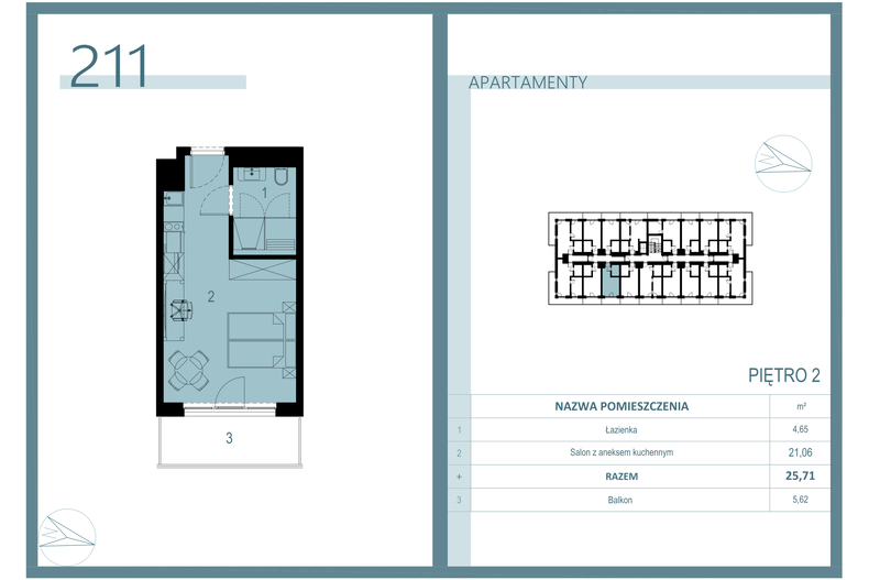 Apartament wakacyjny 25,11 m², piętro 2, oferta nr A/211