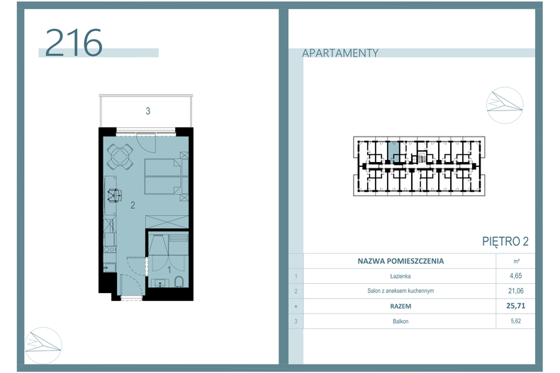 Apartament wakacyjny 25,11 m², piętro 2, oferta nr A/216