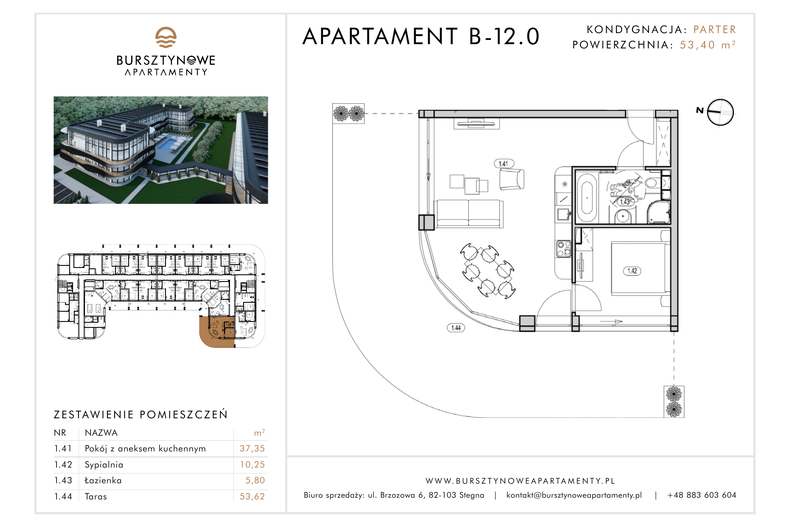 Apartament wakacyjny 53,40 m², parter, oferta nr B-12.0