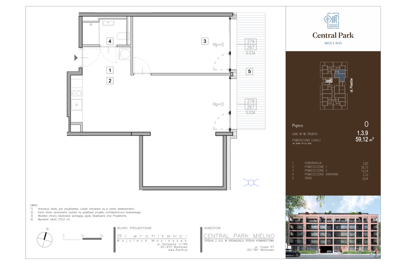 Apartament wakacyjny 59,12 m², parter, oferta nr 1.3.9.