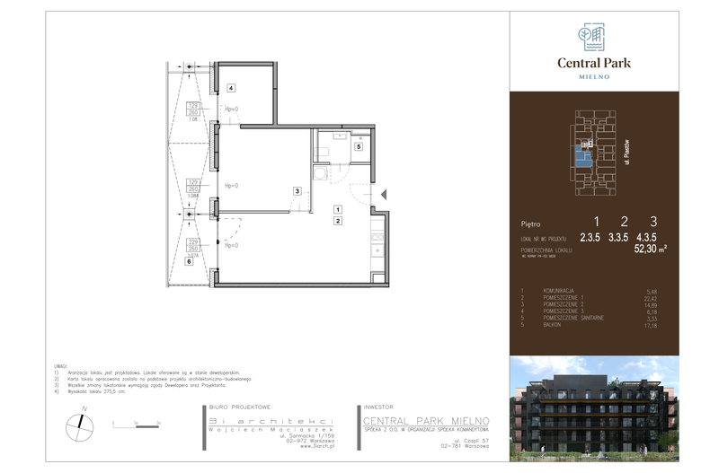 Apartament wakacyjny 52,30 m², piętro 3, oferta nr 4.3.5.