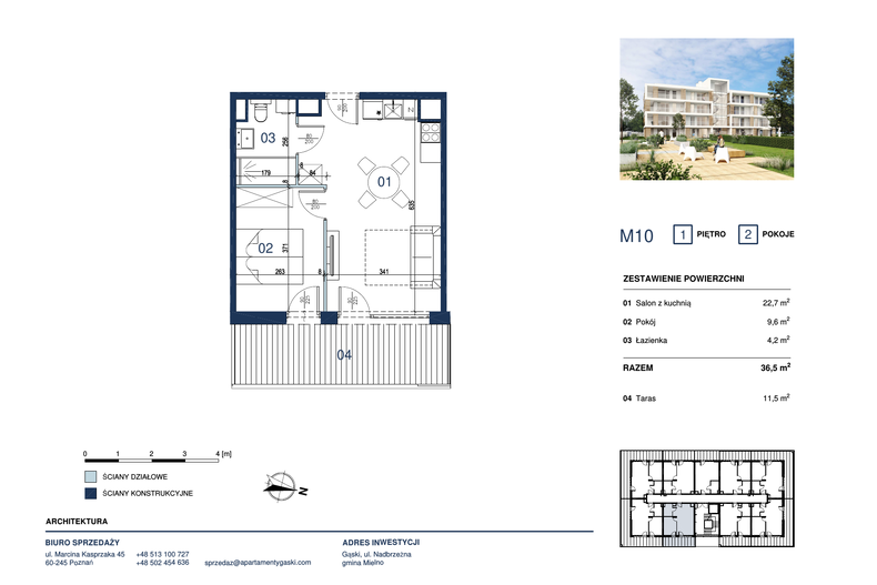 Apartament wakacyjny 36,50 m², piętro 1, oferta nr M10