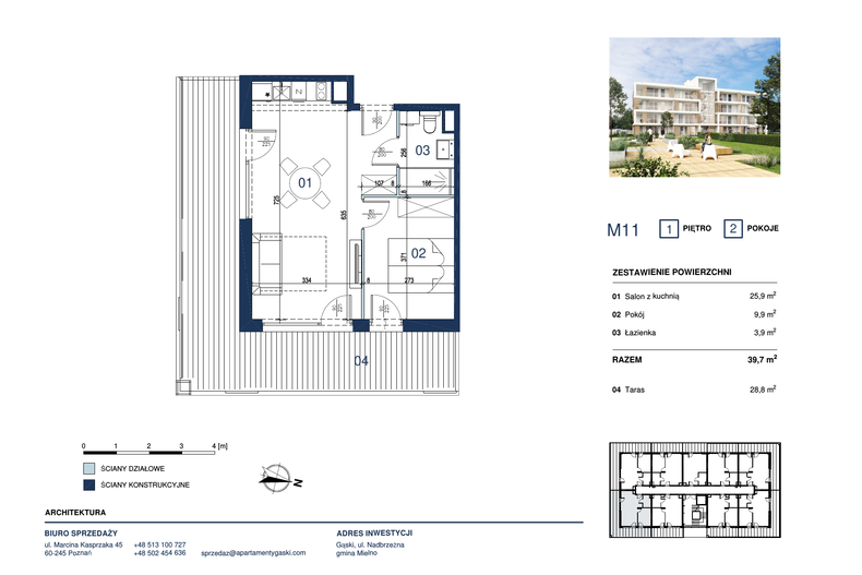 Apartament wakacyjny 39,70 m², piętro 1, oferta nr M11