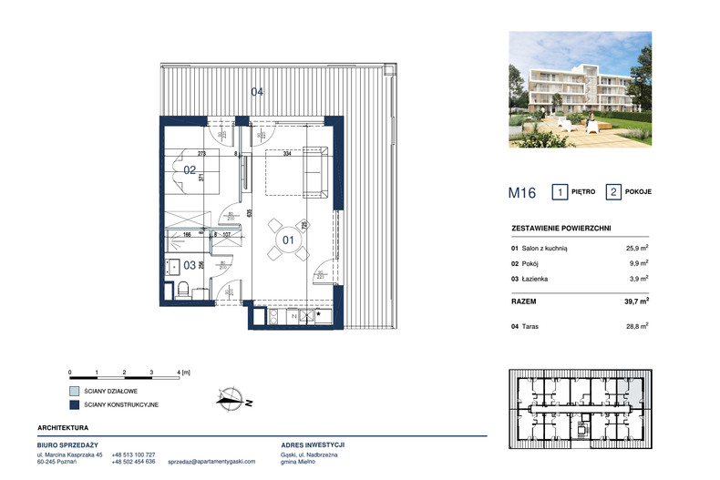 Apartament wakacyjny 39,70 m², piętro 1, oferta nr M16