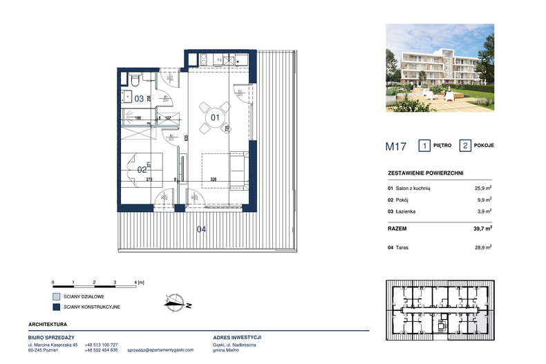 Apartament wakacyjny 39,70 m², piętro 1, oferta nr M17