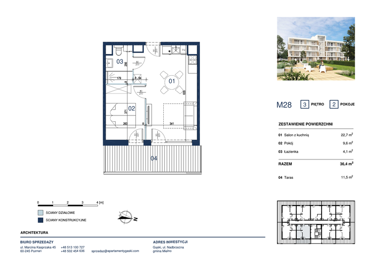 Apartament wakacyjny 36,40 m², piętro 3, oferta nr M28