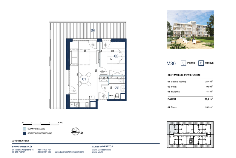 Apartament wakacyjny 39,40 m², piętro 3, oferta nr M30